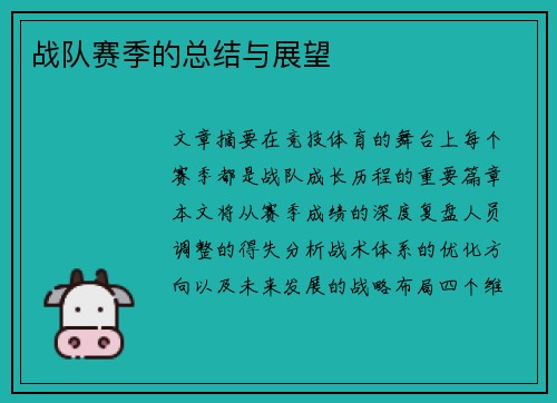 战队赛季的总结与展望