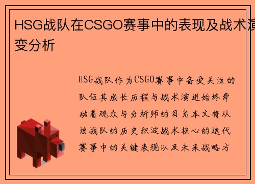 HSG战队在CSGO赛事中的表现及战术演变分析